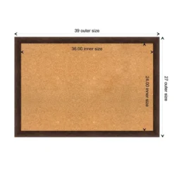 39"x27" Narrow Wood Frame Natural Cork Board Warm Walnut - Amanti Art: Wall Mounted, Bulletin Display -Amanti Art GUEST cf87dd7d 97b3 4ac7 b3b2 ab290bf8067f
