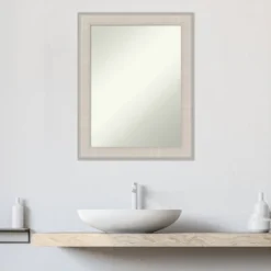 23"x29" Non-Beveled Cottage Wood Bathroom Wall Mirror White/Silver - Amanti Art: Modern Rectangle, Wall Mount, Wood Frame -Amanti Art GUEST cfffab7e 9332 439c 833e 4c0cac412aa9