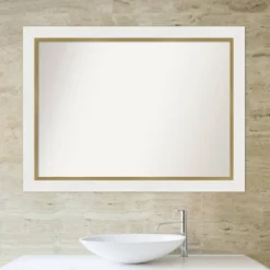 43" X 32" Non-Beveled Eva Bathroom Wall Mirror White - Amanti Art: Modern Rectangle, Wall Mount, Includes Hardware -Amanti Art GUEST d192e6d5 ba94 4783 8ab5 bbaec7f3ffc8