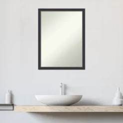 20"x26" Stylish Wood Wall Mirror Black, Non-Beveled Vanity - Amanti Art: Includes Mounting Hardware -Amanti Art GUEST d240d32a 44a5 4fe3 b37b 65af20544eb7
