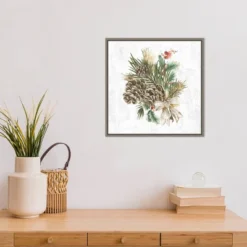 16" X 16" Holiday Spirit Pinecone Wreath By PI Studio Framed Canvas Wall Art - Amanti Art -Amanti Art GUEST d29cc2a9 d2a3 4cc1 b034 347fae01ed77