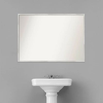 40" X 29" Non-Beveled Svelte Silver Wood Bathroom Wall Mirror - Amanti Art 8 40" X 29" Non-Beveled Svelte Silver Wood Bathroom Wall Mirror - Amanti Art - Image 6