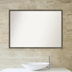40" X 29" Non-Beveled Svelte Clay Gray Wood Bathroom Wall Mirror - Amanti Art -Amanti Art GUEST d35ae96b ffff 4fd6 b366 46e1c341fa7a