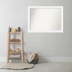 43" X 32" Non-Beveled Corvino Wood Bathroom Wall Mirror White - Amanti Art -Amanti Art GUEST d501a576 edaf 4d0d aa3e 41491978a8c1