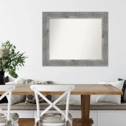 34" X 28" Non-Beveled Bridge Gray Wood Wall Mirror - Amanti Art -Amanti Art GUEST d51fde4a cfc8 4f8b 9297 ee8974645af7