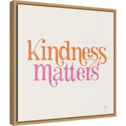 16" X 16" Kindness Matters By Laura Marshall Framed Canvas Wall Art Light Brown - Amanti Art