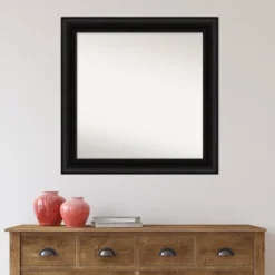 32" X 32" Non-Beveled Parlor Black Wall Mirror - Amanti Art -Amanti Art GUEST d593318b 8445 4bf5 a4fd 026644b6566f