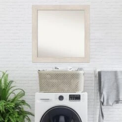 31" X 31" Non-Beveled Hard Whitewash Wood Wall Mirror - Amanti Art -Amanti Art GUEST d5ecb001 963b 466e 9f5a 634579c51646