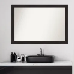 40" X 28" Non-Beveled Furniture Narrow Bathroom Wall Mirror Espresso Brown - Amanti Art -Amanti Art GUEST d68f7082 db18 49d4 9628 12b239ef7297