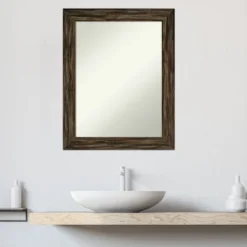 Fencepost Narrow Non-Beveled Wood Bathroom Wall Mirror -Amanti Art GUEST d6eb32f7 0875 483d b467 79a75f0b993c