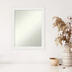 22" X 28" Non-Beveled Vanity White Narrow Wall Mirror - Amanti Art -Amanti Art GUEST d7b2146d b093 41be 988c 4c63ce4d4a40