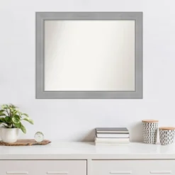 32" X 26" Non-Beveled Vista Brushed Nickel Wall Mirror - Amanti Art -Amanti Art GUEST da26343f 1a56 4880 961b 6b1c35e273b3
