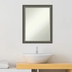 Amanti Art Domus Dark Silver Petite Bevel Wood Bathroom Wall Mirror 27 X 21 In. -Amanti Art GUEST db74662a f03f 478d 996a 97ac8346532c