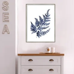 19" X 25" Botanical Fern Indigo By Sara Berrenson Wood Framed Wall Art Print - Amanti Art -Amanti Art GUEST db9836b7 b989 4eb9 810a 072b3a541559
