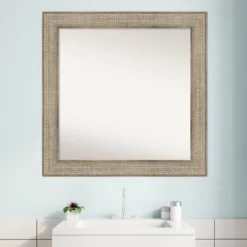 32" X 32" Non-Beveled Trellis Silver Wood Bathroom Wall Mirror - Amanti Art -Amanti Art GUEST dc091d31 6b05 4f56 bb0c 3298728dbee5