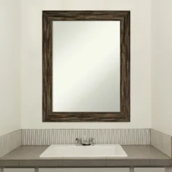 Fencepost Narrow Non-Beveled Wood Bathroom Wall Mirror -Amanti Art GUEST dd438b85 381d 4e29 80ef 2b48996753ed
