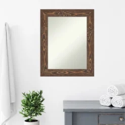 24" X 30" Non-Beveled Bridge Wood Bathroom Wall Mirror Brown - Amanti Art -Amanti Art GUEST dd9987fb 8e2b 4ce4 ab2e e41e2ca5185a