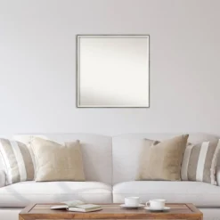 27" X 27" Non-Beveled Lucie Silver White Wood Wall Mirror - Amanti Art -Amanti Art GUEST dda369ba 530d 4ce7 a45b 38f76c3d575b