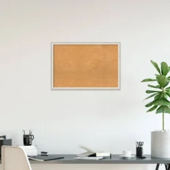 38"x26" Two Tone Wood Frame Cork Board Silver - Amanti Art: Wall Mount, Bulletin, Large Size -Amanti Art GUEST ddbd0f85 266e 4e26 bb45 f18e3353a9f2