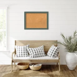 Amanti Art 31"x23" Upcycled Wood Frame Natural Cork Board Teal/Gray : Wall Mounted, Large, Office Bulletin Board -Amanti Art GUEST de4a74f2 d90b 4038 9f40 5134fcb39b50