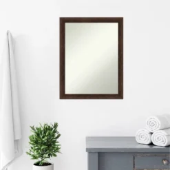 21"x27" Non-Beveled Narrow Wood Bathroom Wall Mirror Warm Walnut - Amanti Art: Modern Rectangular Vanity, Wall Mounted, Includes Hardware -Amanti Art GUEST dea0ef8c 8117 43ec b79b ee35c2df5ca3