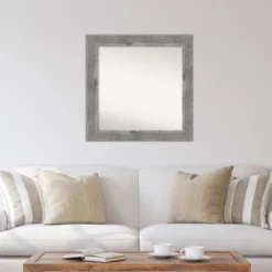 32" X 32" Non-Beveled Bridge Gray Wood Wall Mirror - Amanti Art -Amanti Art GUEST deb62b77 4523 4de7 b8ef 54e674fb081a