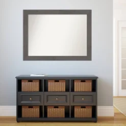 44" X 33" Non-Beveled Rustic Plank Gray Bathroom Wall Mirror - Amanti Art -Amanti Art GUEST df4e2a24 8322 4d9f 9ca4 76f9230794fd