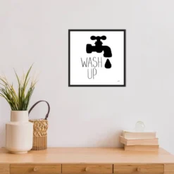 16" X 16" Bathroom Etiquette V By Leah York Framed Canvas Wall Art - Amanti Art -Amanti Art GUEST df7be431 0d2c 4100 857a 985d4437bd86