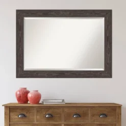 42" X 30" Beveled Bridge Black Wood Wall Mirror - Amanti Art: Modern Rectangle, No Assembly Required -Amanti Art GUEST dfabbd9b 7d86 4601 954a fb2e795945cb