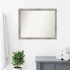 31" X 25" Non-Beveled Dove Square Bathroom Wall Mirror Gray Wash - Amanti Art -Amanti Art GUEST e0218acc c39f 4588 8dde 29aaf836f6ee