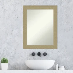 22" X 28" Non-Beveled Mosaic Bathroom Wall Mirror Gold - Amanti Art -Amanti Art GUEST e0280e90 d695 42d6 a078 39ac7aa42831