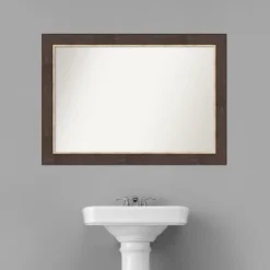 41" X 29" Non-Beveled Lined Bathroom Wall Mirror Bronze - Amanti Art -Amanti Art GUEST e036fdac c047 46ef b13d 1279c45e3b66