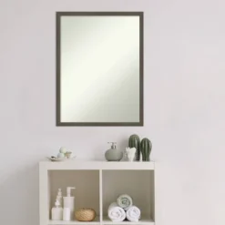 20" X 26" Non-Beveled Svelte Clay Gray Wood Bathroom Wall Mirror - Amanti Art -Amanti Art GUEST e03becc7 174f 4145 a7c9 e595db7253fd