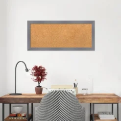 32"x14" Edwin Wood Frame Natural Cork Board Gray - Amanti Art -Amanti Art GUEST e04b118b 3b2f 480b 9830 a6c9638beaf9