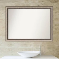 42" X 31" Non-Beveled Lyla Ornate Bathroom Wall Mirror Silver - Amanti Art -Amanti Art GUEST e0c8a57e e8d3 497c b2fa 3939691e097f