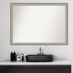 41" X 30" Non-Beveled Elegant Narrow Bathroom Wall Mirror Brushed Pewter - Amanti Art -Amanti Art GUEST e25c6261 1f2e 44d7 be02 6cf7ff8236b0