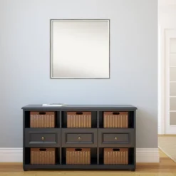 27" X 27" Non-Beveled Lucie Silver White Wood Wall Mirror - Amanti Art -Amanti Art GUEST e42bb330 829f 4682 988b 6c1532477c78