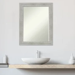 Amanti Art Rustic White Wash Petite Bevel Wood Bathroom Wall Mirror 28.5 X 22.5 In. -Amanti Art GUEST e4893fca b4d2 46d6 b6d0 70ee1462931f
