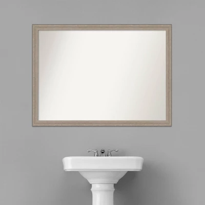 41" X 30" Non-Beveled Curve Wood Bathroom Wall Mirror Gray Wash - Amanti Art 7 41" X 30" Non-Beveled Curve Wood Bathroom Wall Mirror Gray Wash - Amanti Art - Image 5
