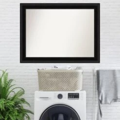 44" X 33" Non-Beveled Parlor Black Wall Mirror - Amanti Art: Modern Rectangle, Polystyrene Frame, Includes Mounting Hardware -Amanti Art GUEST e4d7e8fa 178b 4105 a70b 0b2a84ca76fb