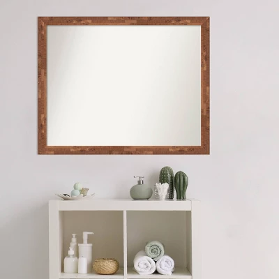 31" X 25" Non-Beveled Fresco Wood Bathroom Wall Mirror Light Pecan Brown - Amanti Art 6 31" X 25" Non-Beveled Fresco Wood Bathroom Wall Mirror Light Pecan Brown - Amanti Art - Image 4