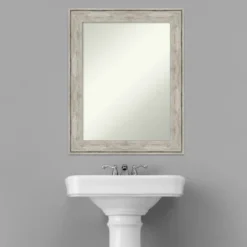 23" X 29" Non-Beveled Crackled Bathroom Wall Mirror Metallic Silver - Amanti Art -Amanti Art GUEST e59ce63e b4f4 417c b103 f65efc5d3f59