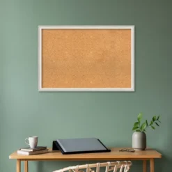 38"x26" Two Tone Wood Frame Cork Board Silver - Amanti Art: Wall Mount, Bulletin, Large Size -Amanti Art GUEST e5fd4d5f 859f 4c41 b8f7 ac7f674a9cd0