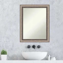 22" X 28" Non-Beveled Lyla Ornate Bathroom Wall Mirror Silver - Amanti Art -Amanti Art GUEST e7744534 1f0e 403c aa80 60db6e2e77be