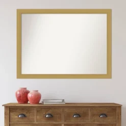 42" X 31" Non-Beveled Grace Brushed Gold Wall Mirror - Amanti Art -Amanti Art GUEST e845070f 2856 4146 bcb8 8ee68177a627