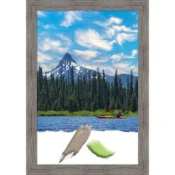 Amanti Art Pinstripe Plank Grey Narrow Picture Frame -Amanti Art GUEST e854ea56 b511 4f40 8898 9b1245915221