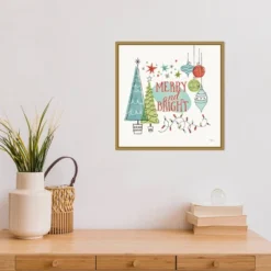 16" X 16" Merry And Bright Christmas Tree Square By Janelle Penner Framed Canvas Wall Art - Amanti Art -Amanti Art GUEST e8b40c1e 7d0c 40c1 bccd 827b7d33bf22