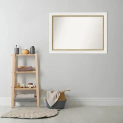Amanti Art 41" X 29" Non-Beveled Eva Bathroom Wall Mirror White : Gold Frame, Vanity Accessory -Amanti Art GUEST e8f46a45 7f5c 499f acad d9f6c7cd8a6f