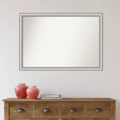 39" X 27" Non-Beveled Salon Silver Narrow Bathroom Wall Mirror - Amanti Art -Amanti Art GUEST e9137dee 9de9 4285 a6ae e65f02a6ccd9