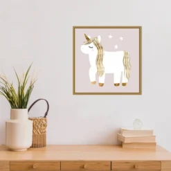 16" X 16" Sleepy Unicorn I By Victoria Barnes Framed Canvas Wall Art - Amanti Art -Amanti Art GUEST e91a045d fb1c 4672 be75 f432a8538387